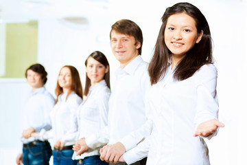 Obraz premium Five students smiling