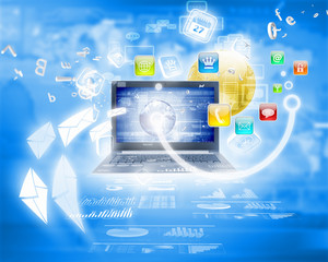 Background image with laptop