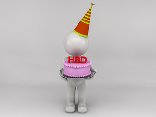 3D man character happy birthday