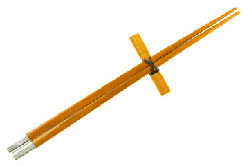 baguettes chinoises et support en bambou naturel