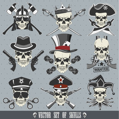 Vector set of skulls
