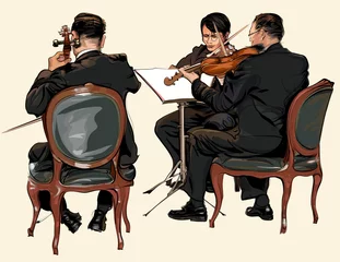 Acrylic prints Art Studio Three musicians of classic orchestra