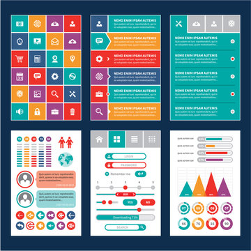 Flat Mobile Interface - Design Elements - Vector Template