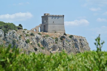 Fototapeta na wymiar Torre Saracena a Porto Selvaggio