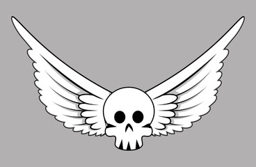 Skull with Wings - Vector Cartoon Illustration