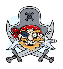 Pirate Captain Mascot - Vector Cartoon Illustration