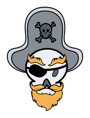 Captain Pirate Skull - Vector Cartoon Illustration
