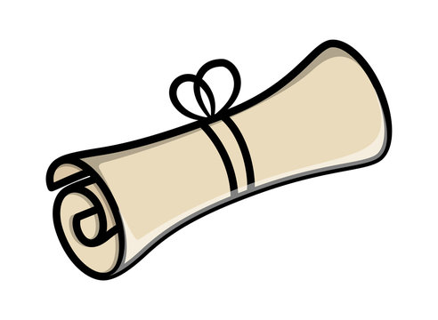 Rolled Scroll Parchment Message - Vector Cartoon Illustration