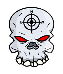 Creepy Skull Blood in Eyes - Vector Cartoon Illustration