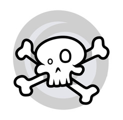 Crossed Skull - Vector Cartoon Illustration