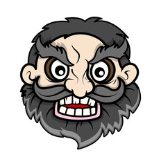 Evil Beard Face - Vector Cartoon Illustration