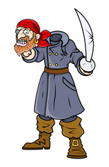 Beheaded Captain Pirate - Vector Cartoon Illustration