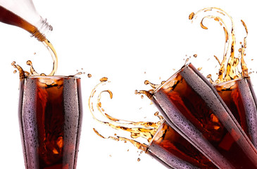 Fresh cola drink background with splash