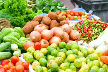 vegetable in morning market of laos