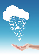 Hand holding a cloud