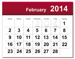 February 2014 calendar