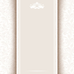 Vector card with beige floral pattern.