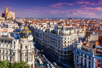 Fototapeta premium Gran Via Street, Madrid