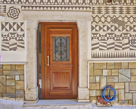 Ethnic style house entrance, Chios island, Greece