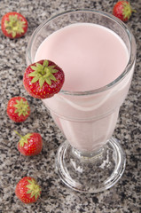 strawberry milk in a glass