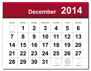 December 2014 calendar