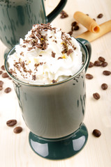 coffee with cream and chocolate