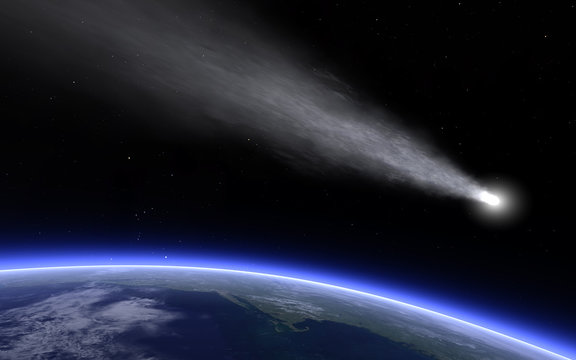comet above earth (east coast USA)