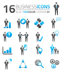 Blue & grey business icon set vector
