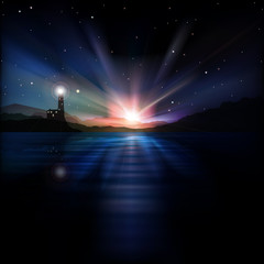 abstract background with lighthouse