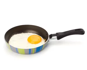 Papier Peint photo Lavable Oeufs sur le plat Fried egg on pan