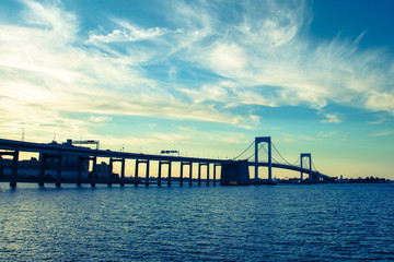 Dusk over Long Island Sound  Throgs Neck Bridge NYC