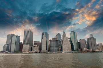 Buildings of Lower Manhattan as seen from East River - New York