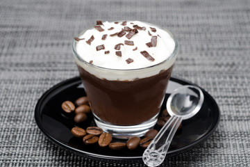chocolate-coffee mousse with whipped cream