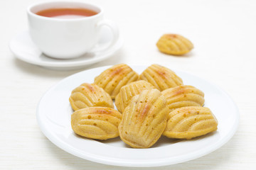 homemade madeleine cookies and a cup of tea
