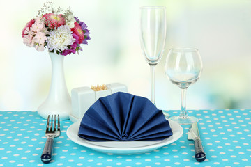 Beautiful table setting for breakfast