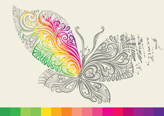 Fototapeta na wymiar Symbol butterfly pattern of colors rainbow.