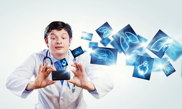 Doctor with photo camera
