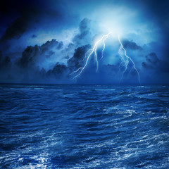 Thunderstorm in sea