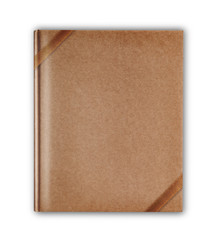 cover old style recycle brown notebook isolated with brown ribbo
