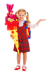 Child with school cone.