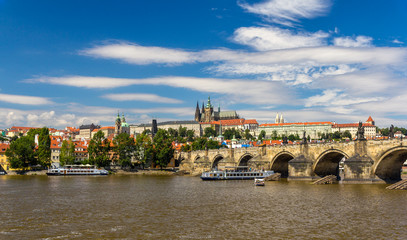 Fototapeta na wymiar View of Charles Bridge and Prague Castle