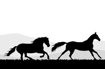 Two Running Horse