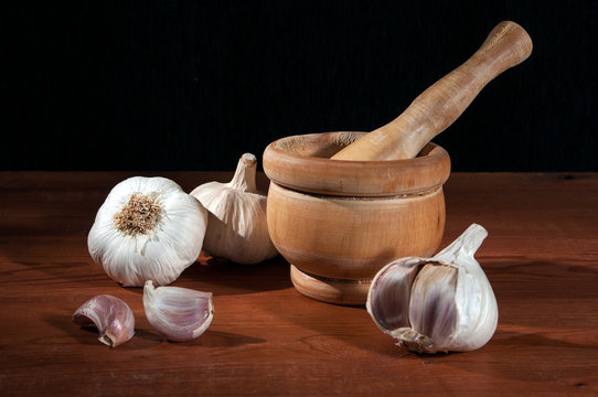 classical still life of garlic
