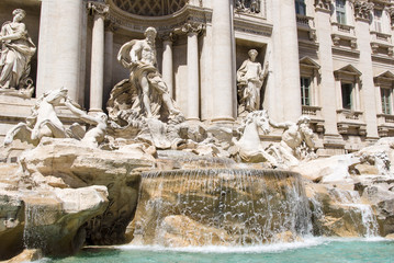 Detail of the Trevi Fountain, which is a fountain in the Trevi d