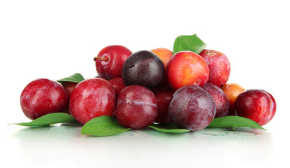 Ripe plums isolated on white