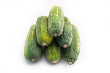 Fresh cucumbers on isolated white background