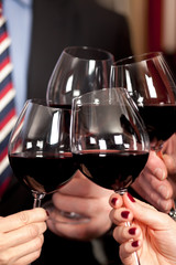 Red wine glasses.