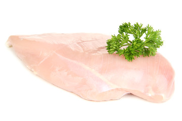 Raw chicken fillets isolated on white