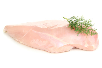 Raw chicken fillets isolated on white