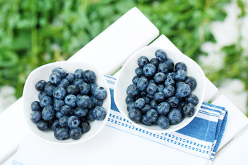 Blueberries in plates